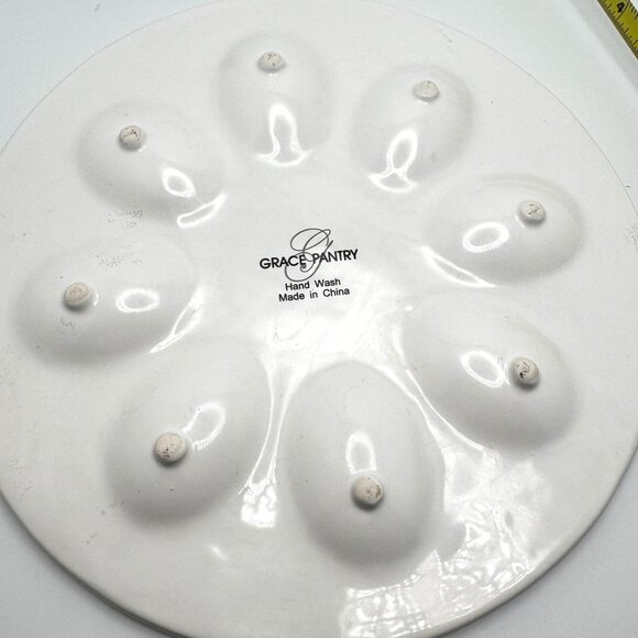 Grace Pantry Ceramic Egg Tray Plate With Beaded Edge White - Picture 5 of 6